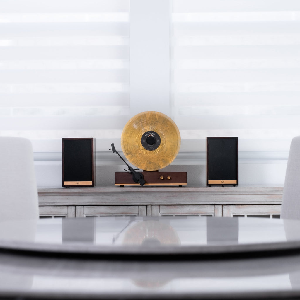 GettyGold Vinyl Record Player With Speakers - NostalgicSound