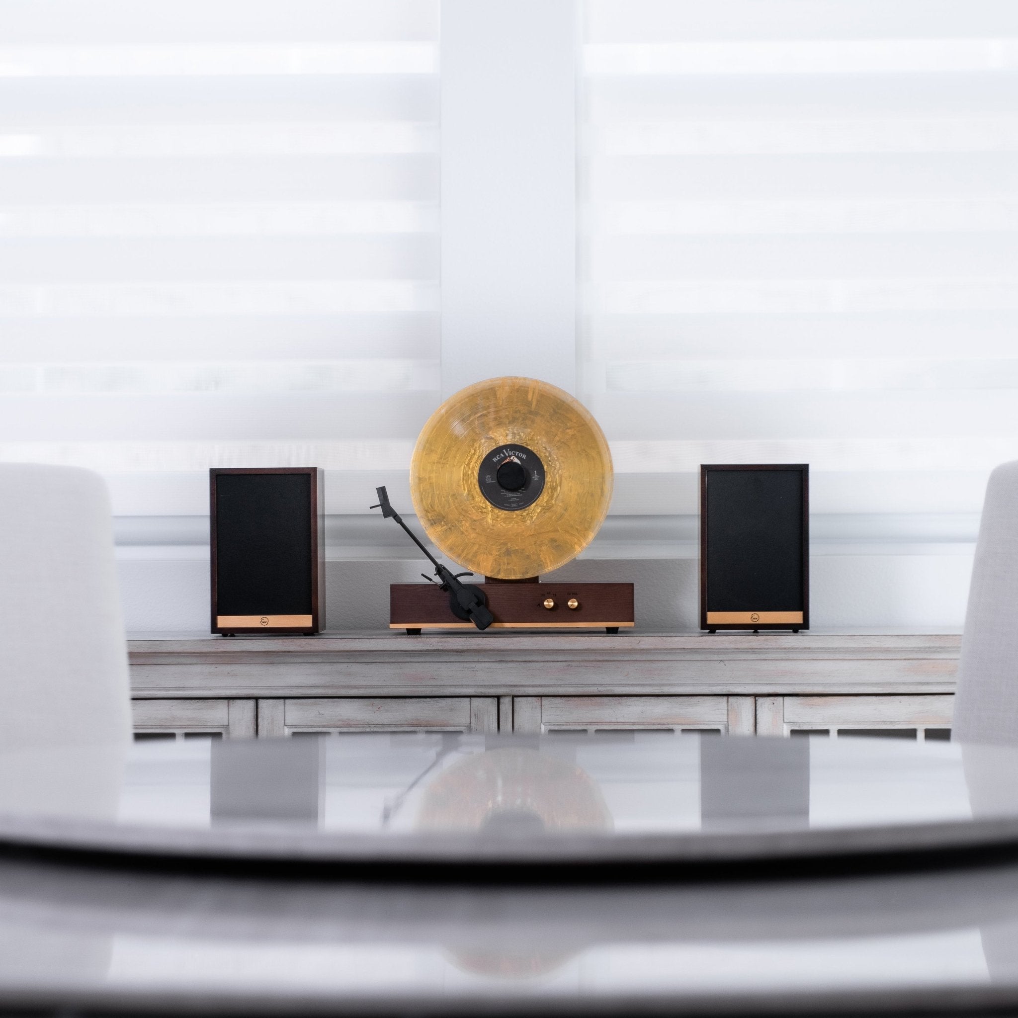 GettyGold Vinyl Record Player With Speakers - NostalgicSound