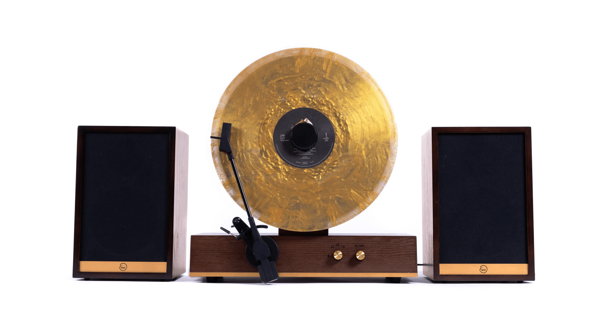 GettyGold Vinyl Record Player With Speakers - NostalgicSound